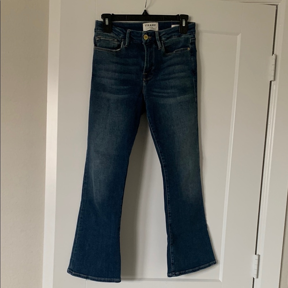 Frame Denim Blue Flare Wide Leg Jeans